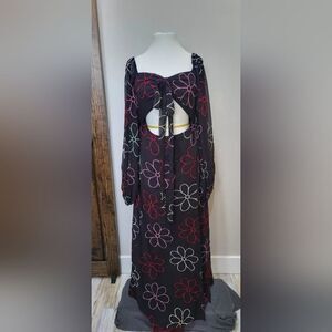 ASOS DESIGN cut out maxi dress with embroidery multi-colour flowers NWOT size 8